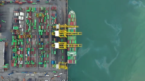 Container , container ship in export and import business and logistics. Stock Footage 155203894