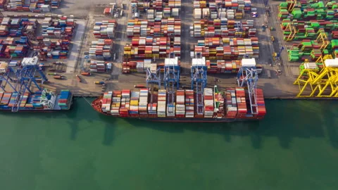 Container , container ship in export and import business and logistics. Stock Footage 155203895