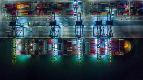 Container , container ship in export and import business and logistics. Stock Footage 155436048