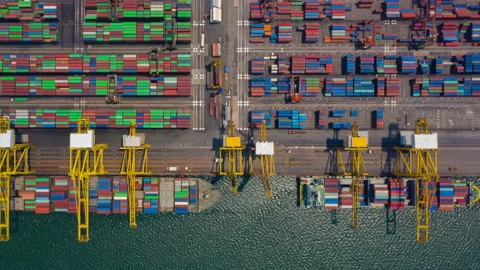 Container , container ship in export and import business and logistics. Stock Footage 155436506