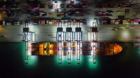 Container , container ship in export and import business and logistics. Stock Footage 155436530