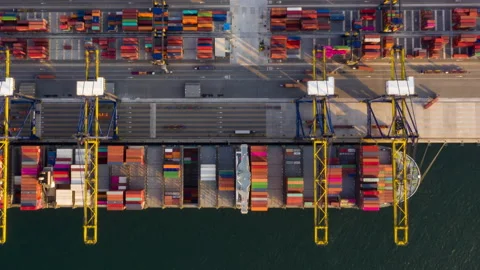 Container , container ship in export and import business and logistics. Stock Footage 155967794