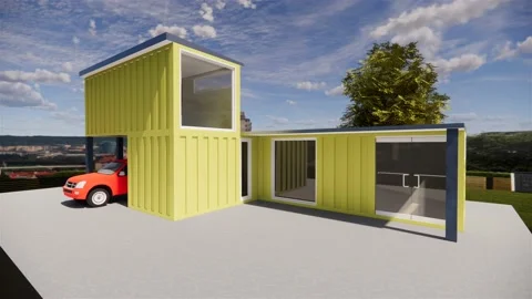 Container converted to home and office Stock Footage 204834885