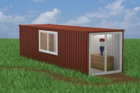 Container Converted into Home Stock Illustration