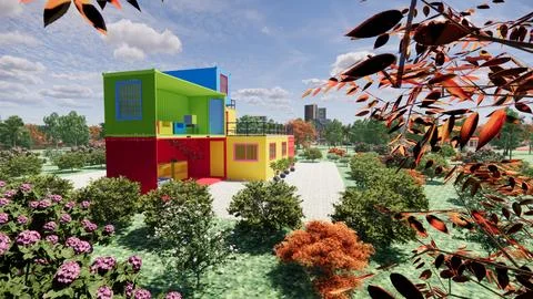 Container converted to home Illustrazione stock