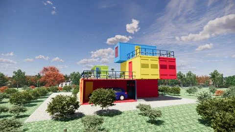 Container converted to home Illustrazione stock