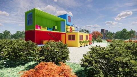 Container converted to home Stock Illustration