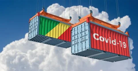 Container with Covid-19 text on the side Stock Illustration