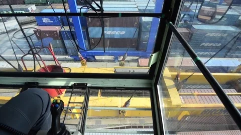 Container crane cabin view Video stock 71360208
