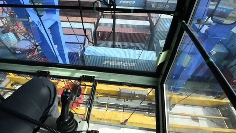 Container crane, cabin view Video stock 71365898