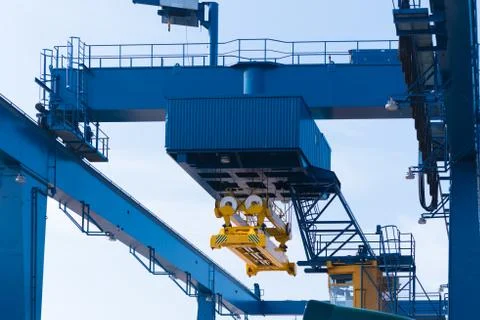 Container crane in harbor Stock Photos