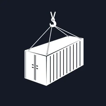 Container with Crane Isolated on Black 스톡 일러스트