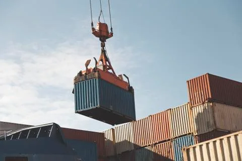 Container crane loading and arranging freighters in a proper way Photos