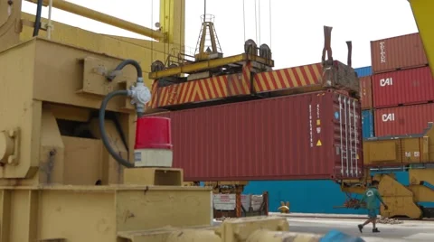 Container Crane In Port At Work Stock Footage 61738542