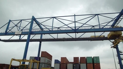 Container Crane At Shipping Dock in 4K Stock Footage 126989808