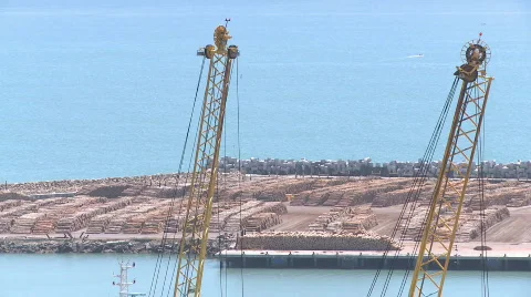 Container cranes booms time lapse Stock Footage 313520