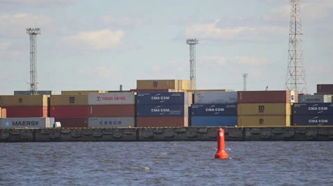 Container depot in Riga port Stock Footage 37843091