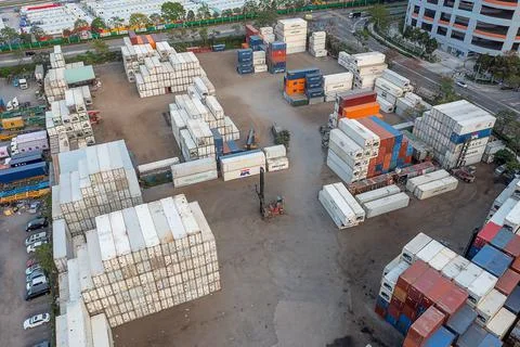 The container depot,  Stack of Cargo Containers 14 April 2022 Stock Photos
