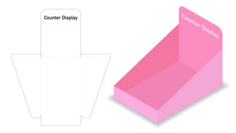 Container display 3d mockup with dieline template Stock Illustration