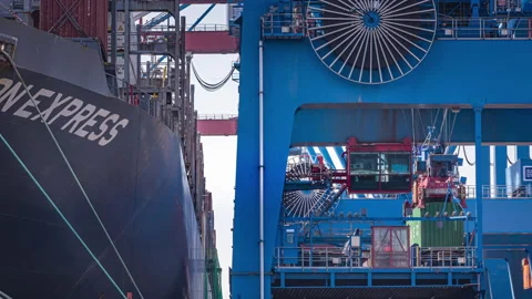 Container Dock Hamburg Timelapse Close Stock Footage 166556998