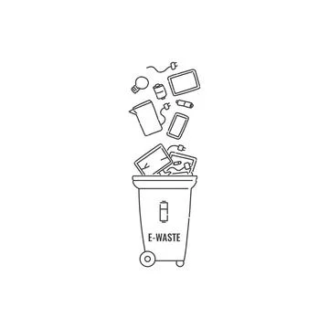 Container dumpster with e-waste electronic garbage sorting and recycling. Vector Stock Illustration