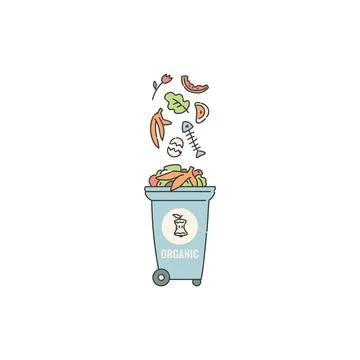 Container dumpster with organic leftovers garbage sorting and recycling. Vector Stock Illustration