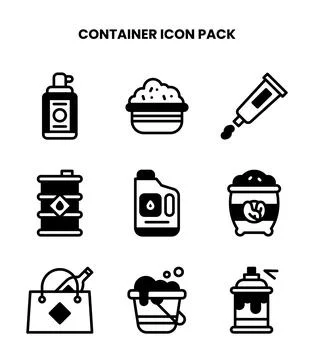 Container DuoTone Bundle Icons Pack Stock Illustration