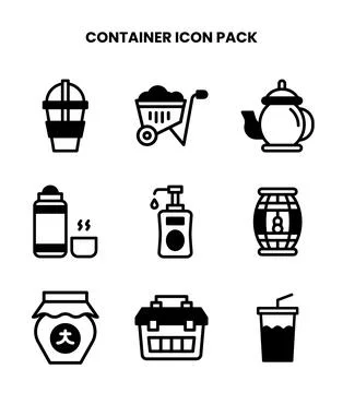 Container DuoTone Vector Icons Pack Stock Illustration