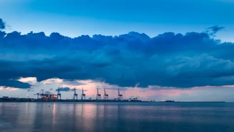 Container facility, and the only deep-water terminal in the Baltic Sea Region. Stock Photos