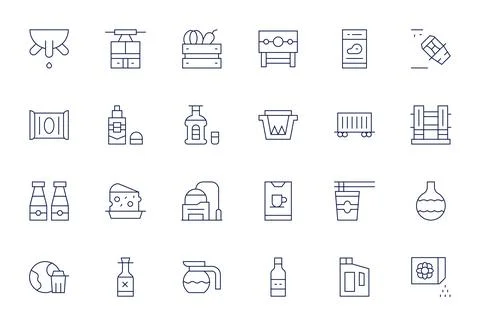 Container featuring 24 High Resolution Vector Icons in Thin Line Design Stock Illustration
