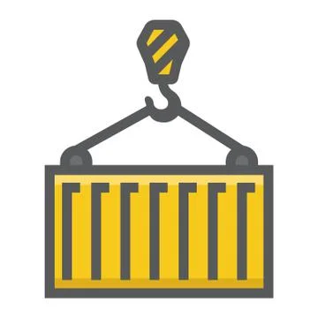 Container filled outline icon, logistic delivery Illustrazione stock
