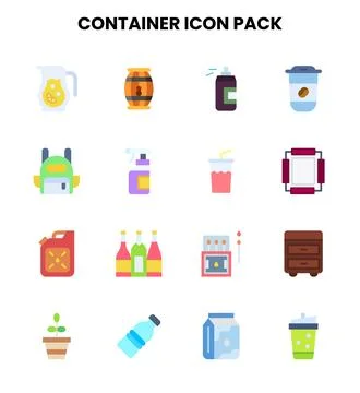 Container Flat Set Icons Pack Illustrazione stock