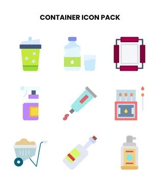 Container Flat Set Icons Pack Stock Illustration