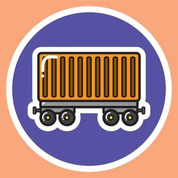 Container On Flat Train Stock Illustration