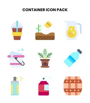 Container Flat Vector Icons Pack Illustration