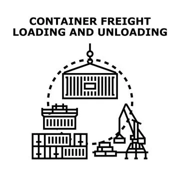 Container freight loading and unloading operations concept 스톡 일러스트