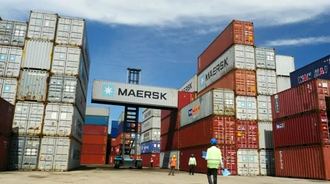 Container Freight Station Stacker with Maersk box Vidéo 55946401