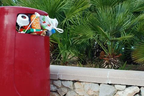 Container full of garbage many trash Stock Photos