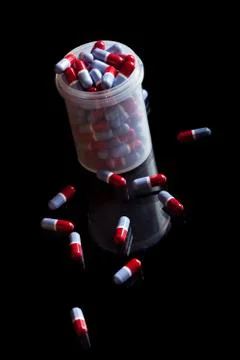 Container full of pills 스톡 사진