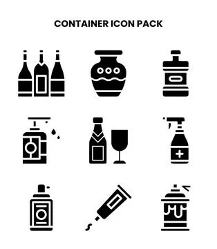 Container Glyph Scalable Icons Pack Stock Illustration