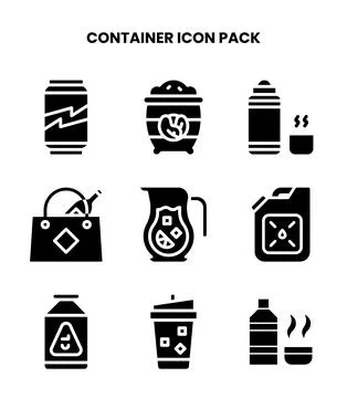 Container Glyph Scalable Icons Pack Illustrazione stock