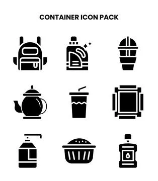 Container Glyph Vector Icons Pack Illustrazione stock