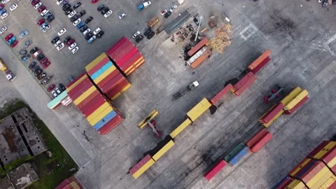 Container Handler Unloading The Truck Stock Footage 168948802