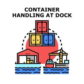 Container handling and logistics operations at port dock Stock Illustration