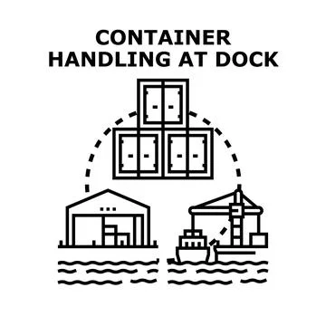 Container handling and logistics operations at port dock 스톡 일러스트