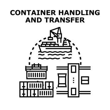Container handling and transfer logistics operations concept Illustration