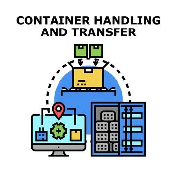 Container handling transfer process logistics management concept 스톡 일러스트