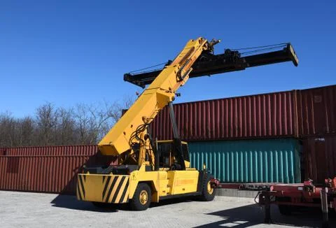 Container handling vehicle Stock Photos