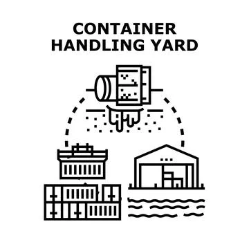 Container handling yard logistics storage global cargo concept 스톡 일러스트