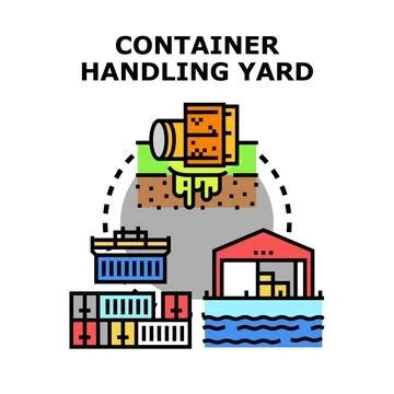 Container handling yard logistics storage global cargo concept 스톡 일러스트